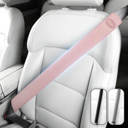 Wigoo 2026 Upgraded Premium Pink Car Seat Belt Cover, [Reduces Neck Friction & Enhances Comfort], Soft Safe Seat Belt Shoulder Pad, Universal Fit,(2 Packs, 18.9Inch), Extended Version - color: Pink, size: 18.9in - 2PCS