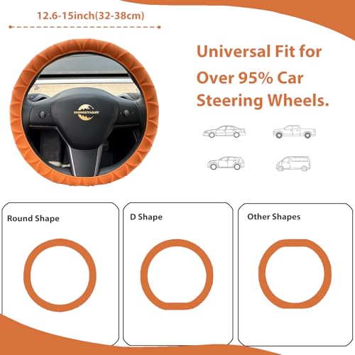 Silicone Steering Wheel Covers Orange 12.6-15 inch Non-Slip Car Steering Wheel Cover for Women Men Well Grip Universal Fit for Most Cars, SUV, Pick-up Trucks