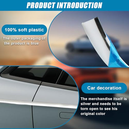 39Ft Automotive Chrome Trim Strip Line, 1/4" Wide Scratch-Proof Car Body Side Molding Trim, Car Door Fenders Exterior and Interior DIY Decoration for Bumper, Window