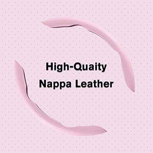 Amiss Car Nappa Leather Steering Wheel Cover, Segmented Steering Wheel Protector, Universal 99% Car Wheel Cover Protector (Pink) - color: pink