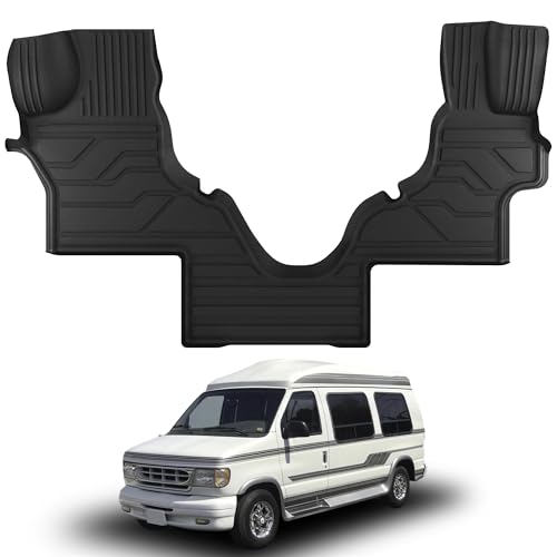 KARPAL Floor Mats for 2026-2007 Ford Econoline/E-Series E150/E250/E350, Custom Fit TPE All Weather Ford Econoline Accessories 1st Row Floor Liner - style: 2007-2026 | For Ford Econoline/E-Series | Front Liner