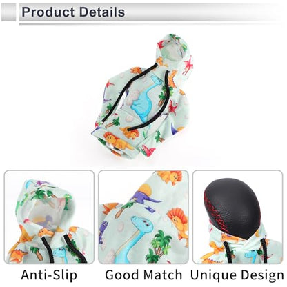 1 Pc Universal Gear Shift Knob Cover Automotive Manual Stick Shifting Handle Protector Dinosaur Hoodie Style Purple,Blue,Orange,Pink Polyester