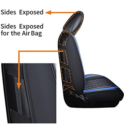 Jeep Wrangler JK JL 4-Door Seat Covers Full Set Custom Fit 2007-2026 Unlimited X Rubicon 392 Sahara Willys Sport High Altitude Truck Pickup Waterproof Leather(Full Set/Black-B) - color: Full Set/BLACK-Blue