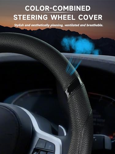 Cxtiy Universal 15.5-16 Inch Steering Wheel Cover – Non-Slip Microfiber Leather, Easy Install, Thickened Grip, All-Season Comfort for Cars & Trucks (Black, 15.5"-16") - color: Black