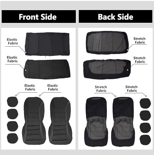 Car Seat Covers, 100% Breathable with Composite Sponge Inside, Airbag Compatible Universal Fit Accessories Auto for Cars, Trucks, Sedan, Van, SUVs (Black, 21PCS Full Set)