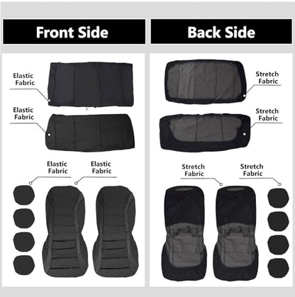 Car Seat Covers, 100% Breathable with Composite Sponge Inside, Airbag Compatible Universal Fit Accessories Auto for Cars, Trucks, Sedan, Van, SUVs (Black, 21PCS Full Set)