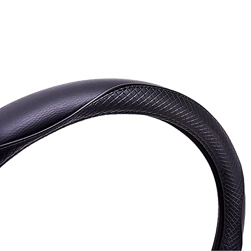 Flying Banner car Steering Wheel Covers Faux Leather Massage Piping Heavy Duty Ring Anti-Slip Sporty 15 Inches (Black Black)