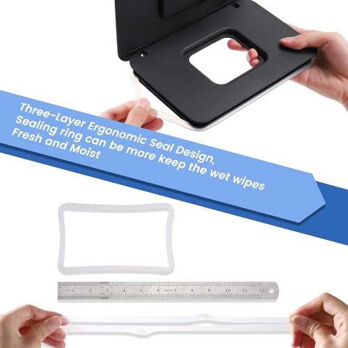 Baby Wipes Dispenser & Wipes Holder - Non-Slip Refillable Baby Wipes Container with Sealing Lid, Keeps Wipes Fresh, Portable Wipes Case for Travel & Home (Black) - color: Black