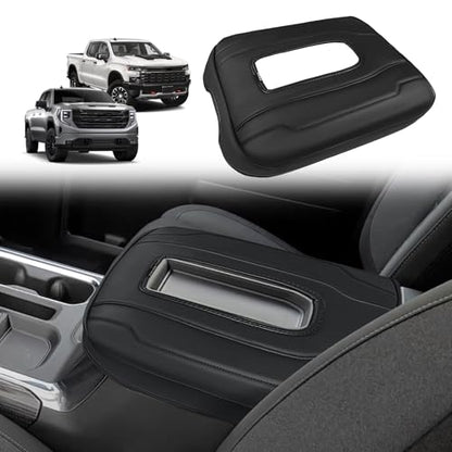 Center Console Armrest Cover Fit for Chevy Silverado & GMC Sierra 1500 2500 3500 2022-2026 Accessories, Comfort Armrest Pad Console Lid Cushion Vegan Leather Regular Thick(Bucket Seat ONLY) - size: 1) 22-25 |Silverado & Sierra| Bucket Seat, Regular