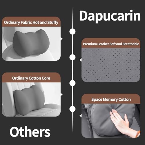 Car Headrest Pillow for Driving, Dual-Sided Leather Design Neck Pillow, Breathable Softness Neck Support, Universal Fit Head Rest Travel Pillow, Gray, 1 Pack - color: Gray