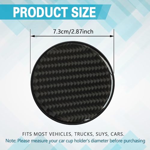 2PCS Car Cup Holder Coaster, Car Cup Insert Coaster, Carbon Fiber Non-Slip Vehicle Insert Bottle Pad, Auto Accessories 2.75 Inch Anti Slip Shockproof Embedded Drink Mat for Most Vehicles