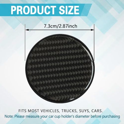 2PCS Car Cup Holder Coaster, Car Cup Insert Coaster, Carbon Fiber Non-Slip Vehicle Insert Bottle Pad, Auto Accessories 2.75 Inch Anti Slip Shockproof Embedded Drink Mat for Most Vehicles