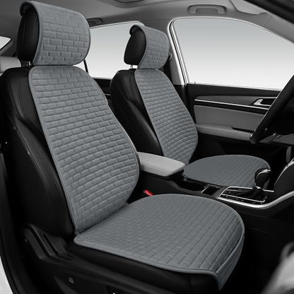 Linen Car Seat Covers Front Seat Covers - 2 PCS Durable & Non-Slip Breathable Cloth Fabric Car Seat Protector, Universal Fit for Most Automotive, Vans, SUVs, Trucks - Dark Gray - color: Dark Gray with Backrests 2 Pcs