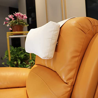 Velvet Recliner Head Pillow with Non-Slip Base - Adjustable Neck Support for Pain Relief in Home, Office and Travel (Nature White) - color: Nature White