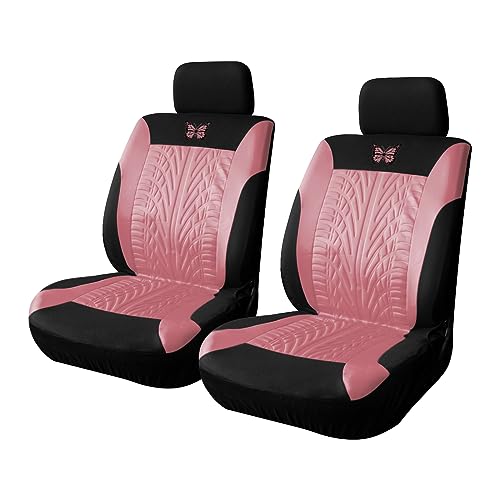 BESULEN Front Car Seat Covers, 2 Pack Butterfly Automotive Seat Protectors, Car Interior Accessories, Soft & Breathable, Premium Non-Slip Seat Covers for Van, SUV, Truck, Pickup (Pink) - color: Pink