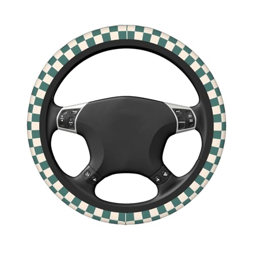 Dark Green Steering Wheel Cover for Women, Universal Auto Steering Wheel 14-15 Inch Car Interior Accessories with 2PCS Car Coasters, Suitable for Men and Women - color: Dark green