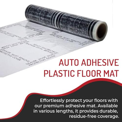 Hi-Tech Auto Adhesive Plastic Floor Mat, 4 mil | Perforated Every 24" | 100 Mats Per Roll | (21" Wide, 200' Long) - size: 21" Wide, 200' Long