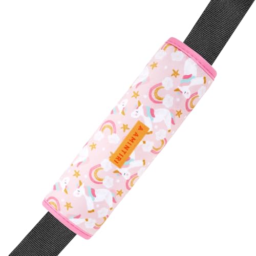 Amintiri Seat Strap Shoulder Pads for Kids, Seat Belt Cover for Children, Soft Furry Seat Belt Cushion for Travel, Cartoon Car Seat Belt Pad Cover for Boys and Girls.