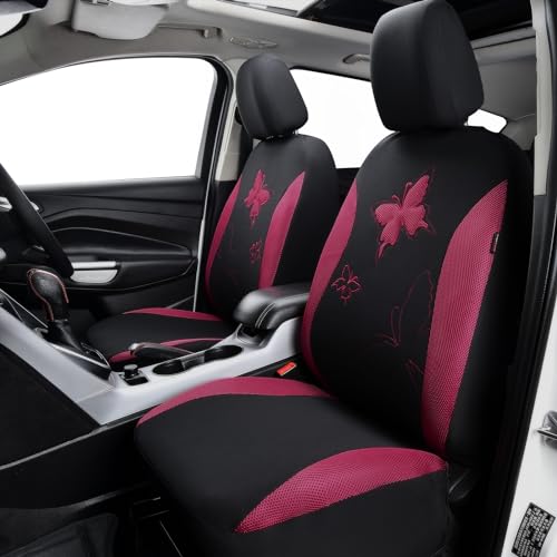 Flying Banner Butterfly car seat Covers ful Set Fashion Universal Lady Woman Female Rear Bench Split Colorized (Full Set - Lace, Burgundy) - color: Burgundy Lace, size: Full set