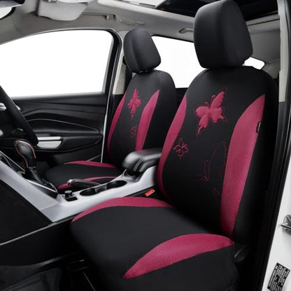 Flying Banner Butterfly car seat Covers ful Set Fashion Universal Lady Woman Female Rear Bench Split Colorized (Full Set - Lace, Burgundy) - color: Burgundy Lace, size: Full set