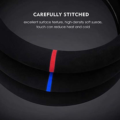 Carodi Suede Steering Wheel Cover ， Non-Slip Leather Car Interior Fitting 15-inch Universal - color: Black(red lable)