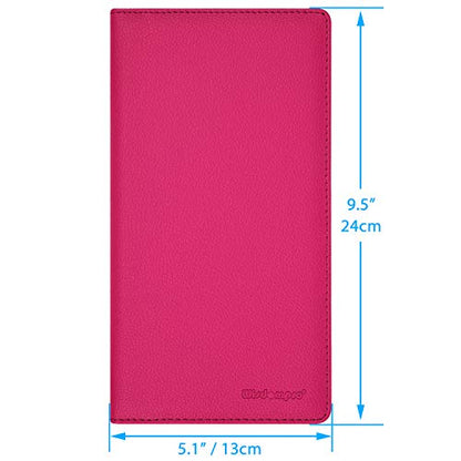 Wisdompro Car Document Holder Organiser, PU Leather Vehicle Insurance and Registration Holders Wallet Case for ID Card, Driving Licence, Key Contact Information Cards - color: Light Hot Pink