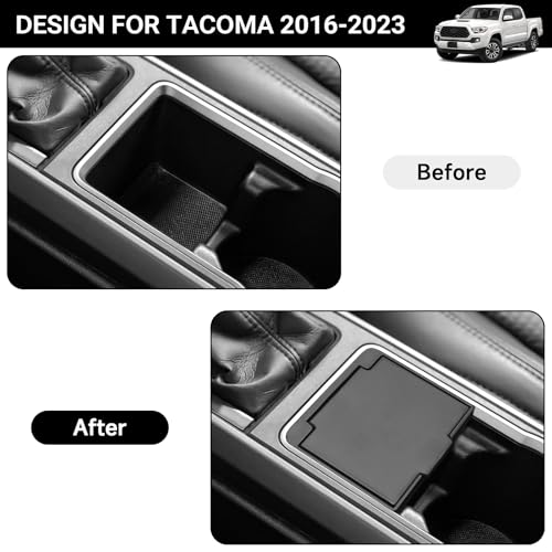 Center Console Coin Box Organizer Compatible with Toyota 2016-2020 2021 2022 2023 Tacoma Accessories ABS Material Insert Cup Holder Storage Box