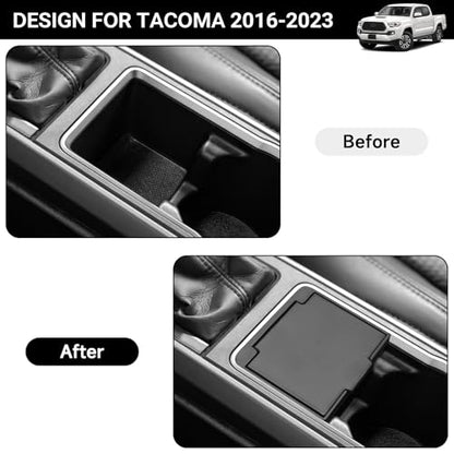 Center Console Coin Box Organizer Compatible with Toyota 2016-2020 2021 2022 2023 Tacoma Accessories ABS Material Insert Cup Holder Storage Box