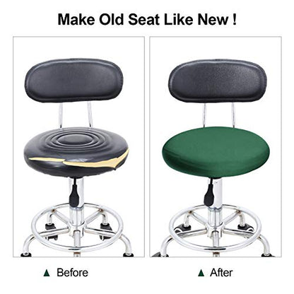Tatuo Round Bar Stool Seat Covers Washable Stool Cushion Slipcover Elastic Bar Chair Covers for 14-17 Inch Chair (Green, 4 Pieces) - color: Green
