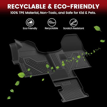 LASFIT Floor Mats for Mercedes Benz Sprinter 1500/2500/3500/4500 2019-2026 (Fit Cargo Van & Cab Chassis), All Weatehr TPE Floor Liners Custom Fit Sprinter 1st Row with Center Aisle Liner - size: 13)For Benz Sprinter|2019-2026|1st Row
