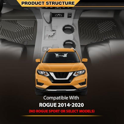G-PLUS Floor Mats Cargo Liners, Compatible with Nissan Rogue 2014-2020 (No Rogue Sport or Select Models), 1st & 2nd Row, All Weather Full Cover Protection, Black - size: Fit Rogue 2014-2020 | Black 3PCS
