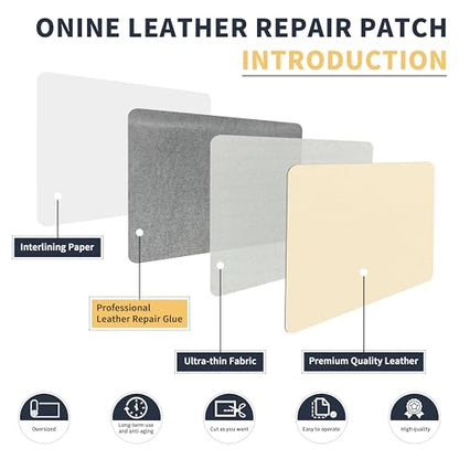 ONine Leather Repair Tape,Self Adhesive Leather Repair Patch,Leather Patches for Furniture,Sofa,Car Seats,Office Chair. Vinyl Repair Kit 8x48in(White Khaki) - color: White Khaki, size: 8 x 48 inches