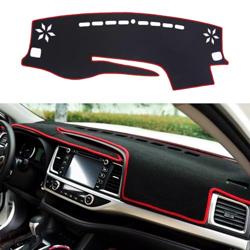 Blazeray Car Dashboard Cover Custom Compatible with Toyota Highlander 2014 2015 2016 2017 2018 2019 Anti-Skid Dashboard Mat Center Console Protector Cover Mat Sunshield Cover Mat(Red Edge)