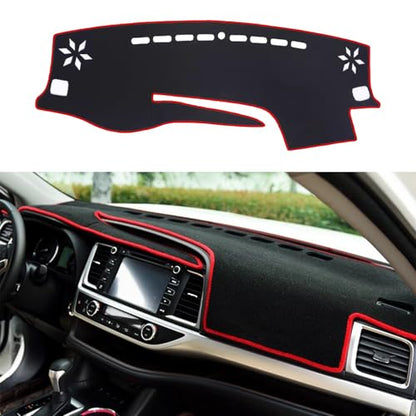 Blazeray Car Dashboard Cover Custom Compatible with Toyota Highlander 2014 2015 2016 2017 2018 2019 Anti-Skid Dashboard Mat Center Console Protector Cover Mat Sunshield Cover Mat(Red Edge)