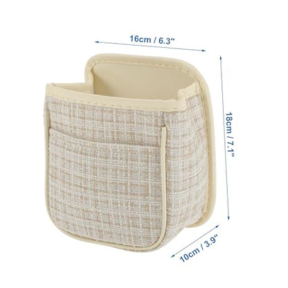 Car Trash Can Portable and Hanging 6.3" Length 3.9" Width 7.1" Height Trash Bin Fabric Beige 1 Pcs - color: Beige