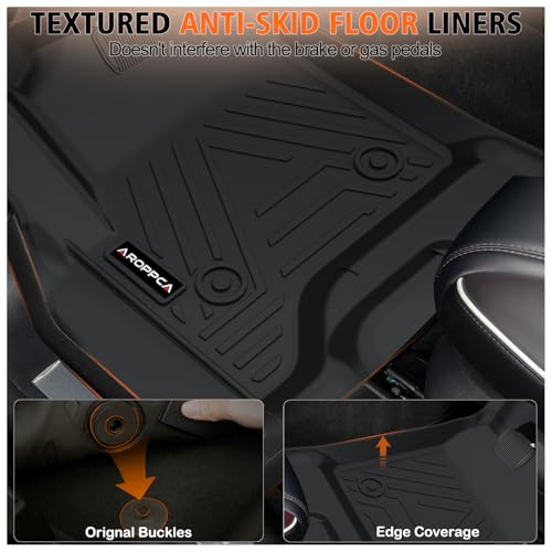 All Weather Car Floor Mats for 2014-2018 Chevy Silverado/GMC Sierra 1500 Crew Cab, 2015-2019 Silverado/Sierra 2500 HD/3500 HD Crew Cab, TPE Rubber Floor Liners Full Set for Chevy Silverado Accessories