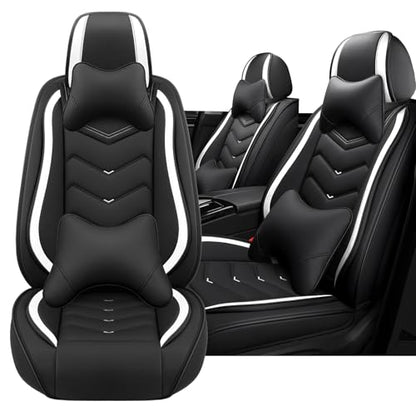 Car Seat Cover for KIA Soul 2010-2025, Driver's Seat Covers,Non-Slip Waterproof seat Cover,Wear-Resistant Nappa Leather car seat Covers. (Luxury 2 Seats/Black White) - color: Black White, size: Luxury 2 Seats