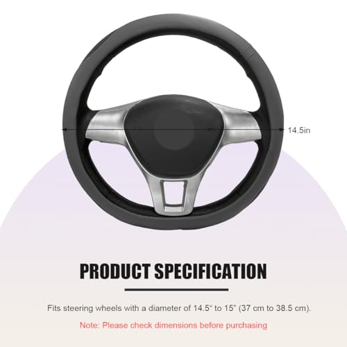 Car Steering Wheel Cover, Leather Breathable Ice Silk Auto Wheel Wrap with Anti-Slip Lining, Scratch-Resistant Elastic Protector Fit for 14.5-15 Inch Steering Wheels (Gray) - color: Gray