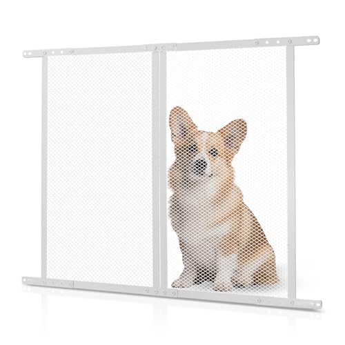 VEVOR RV Screen Door Protector, 28.5 x 31.5 inch Door Grille, Easy to Install and Disassemble, Reinforced Breathable Protective Mesh, Aluminum Alloy Camper RV Entry Protector for Pet Protection, White - size: 28.5 x 31.5 in