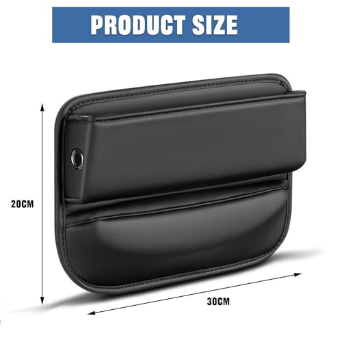 2 PCS Car Seat Gap Filler Organizer, Premium Leather Car Seat Gap Organizer Holder Women & Men with Card Slots, Cars Essentials for SUV, Truck, Phones, Cards, Keys (Black)