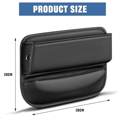 2 PCS Car Seat Gap Filler Organizer, Premium Leather Car Seat Gap Organizer Holder Women & Men with Card Slots, Cars Essentials for SUV, Truck, Phones, Cards, Keys (Black)