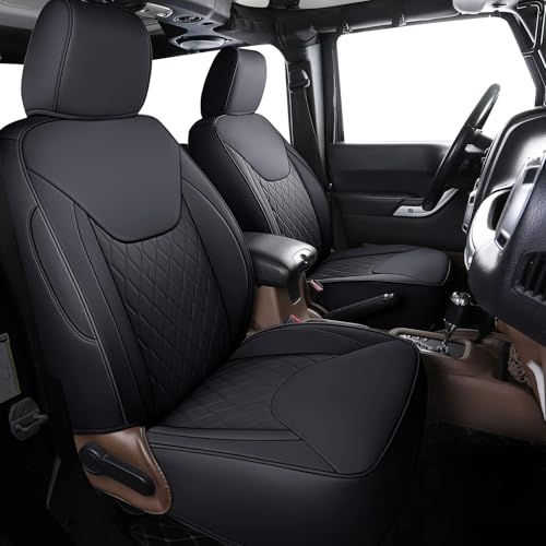 Coverado Seat Covers 4-Door Fullset for Jeep Wrangler, Waterproof Car Seat Covers for Truck Automotive Seat Covers Custom Fit for 2007-2017 Jeep Wrangler JK JL（Black） - color: Black, size: Fullset-07-17 Wrangler JK