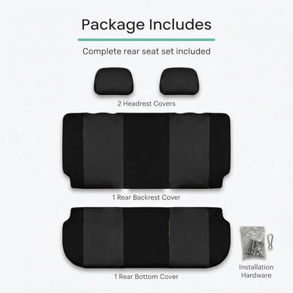 FH Group Rear Solid Bench Automotive Seat Cover | Universal Cloth Seating for SUV, Sedan, Van | Washable Car Seat Covers Interior Accessories - Black - color: Black