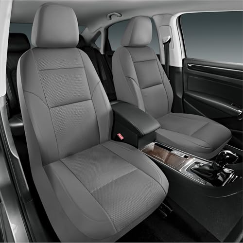 Road Comforts Full Set Leather Mesh Car Seat Cover - Front and Rear, Breathable & Stylish, Airbag Compatible, Universal Fit for Cars, SUVs, Trucks, and Vans - Gray