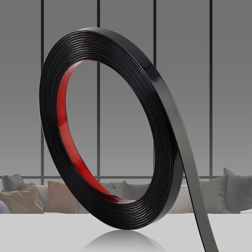 QDYMXUN Glossy Black Peel and Stick PVC Molding Trim, Flexible DIY Wall Accent Strip for Mirror Frame, Cabinet, Edges & Borders and Tiles (197"L x 0.4"W) - color: Glossy Black, size: 197"L x 0.4"W