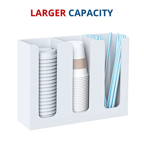 Acrylic Cup Holder, 3 Compartment, Disposable Coffee Cup Dispenser Storage Organizer, White - color: White