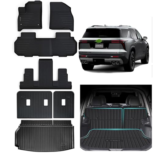 Floor Mats for 2024 2025 2026 Chevy Traverse & 2025-2026 Buick Enclave & 2024-2026 GMC Acadia 7 Seats-2 Row Bucket Seat, TPE All Weather Full Set Car Mats Accessories - size: 2024 Traverse 7 Seats-(Full Set)