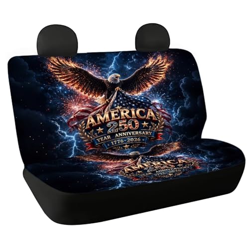AFPANQZ American Eagle 250th Lightning Print Car Seat Covers 2 Pcs Back Seat Cushion Split Bench Covers, Universal Rear Seat Protector for SUV Trucks Sedan - color: American Eagle 250th Lightning