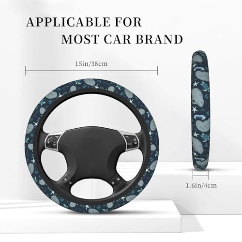 Manatees Steering Wheel Cover Anti-Slip,Sweat Absorption Universal 15 inch Steering Wheel Covers Cute car Accessories for Men Women - color: 13
