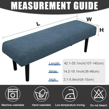 Stretch Bench Seat Cover, Reusable Slipcover for Dining Room & Bedroom, Removable Washable Rectangular Bench Covers, Elastic Fit for Home Furniture(Leaf Blue) - color: Leaf Blue